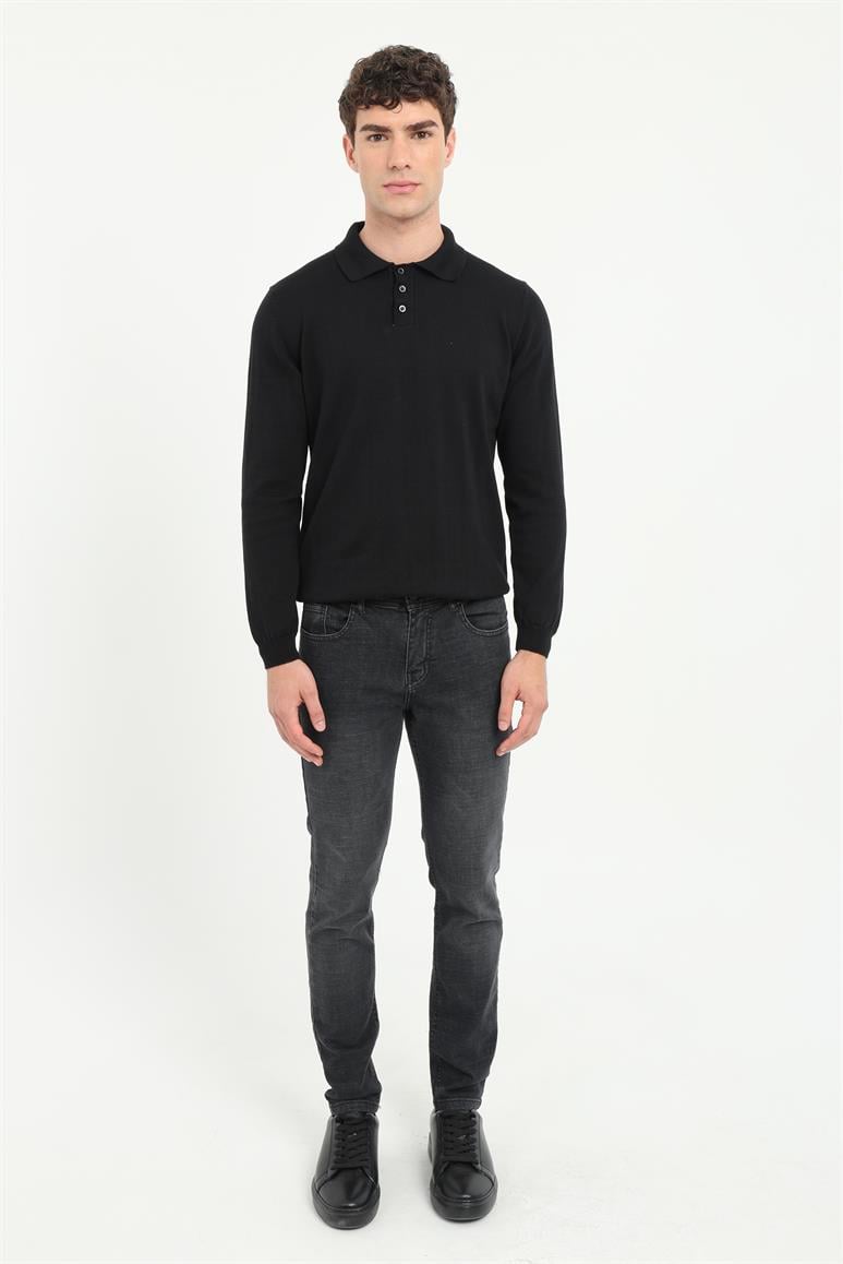 Siyah Slim Fit Denim Erkek Pantolon
