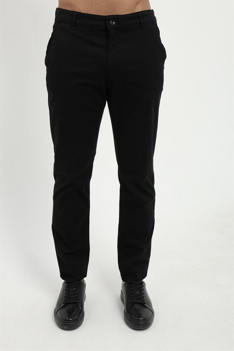 Siyah Düz Regular Fit Erkek Pantolon