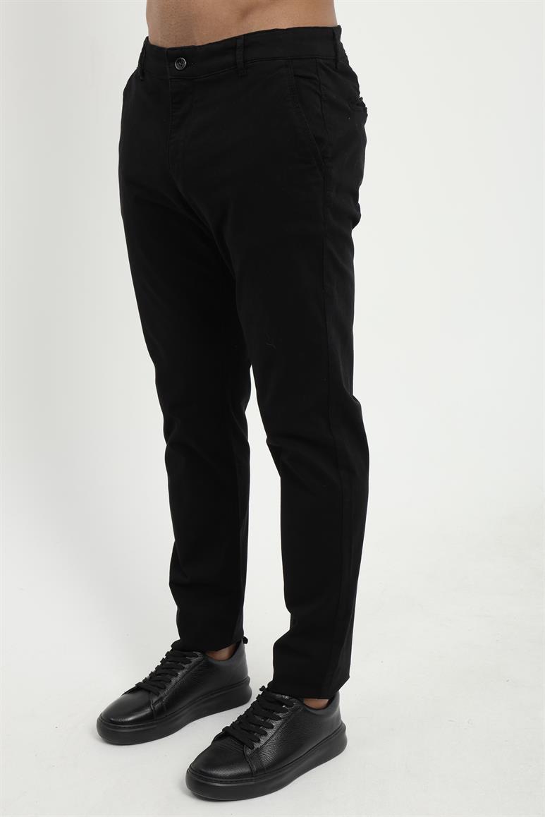 Siyah Düz Regular Fit Erkek Pantolon