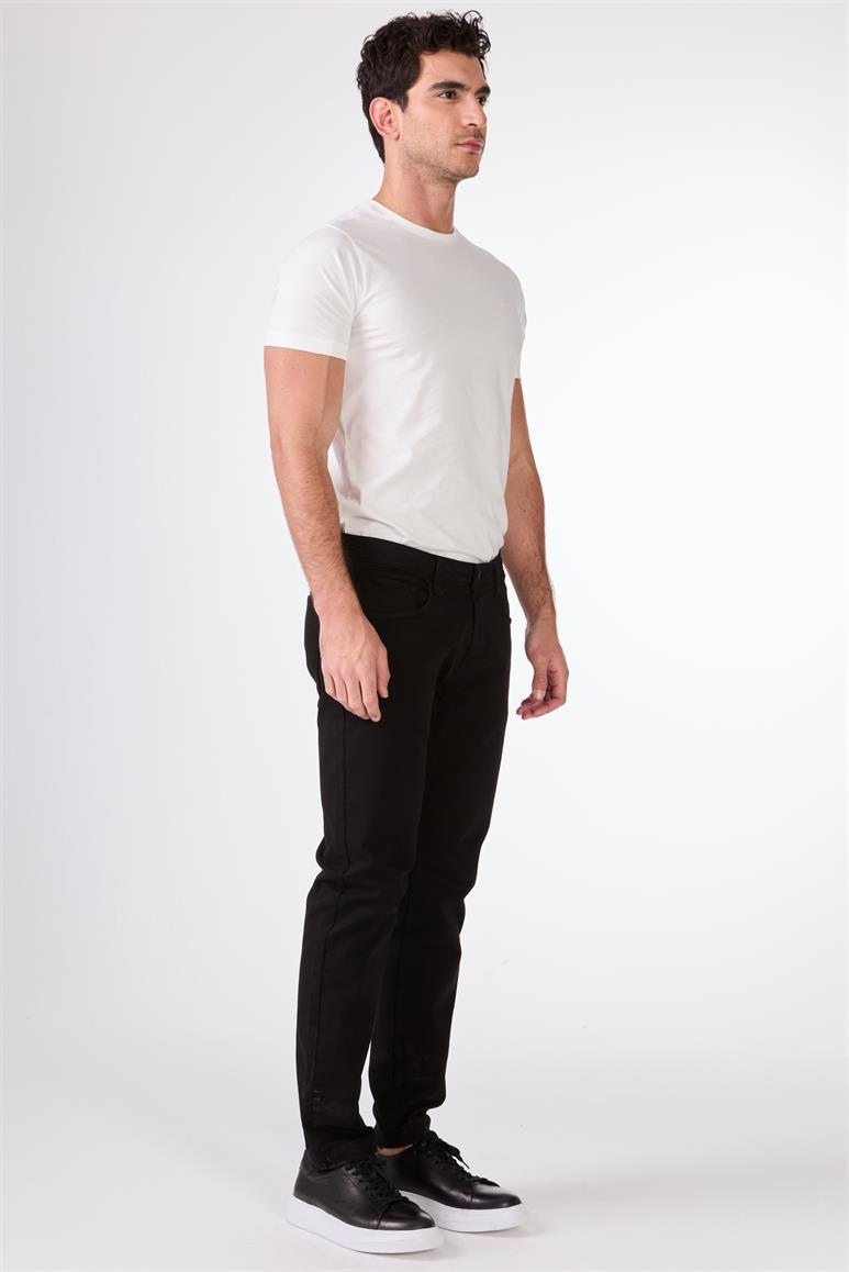 Siyah 5 Cep Düz Renk Slim Fit Erkek Pantolon