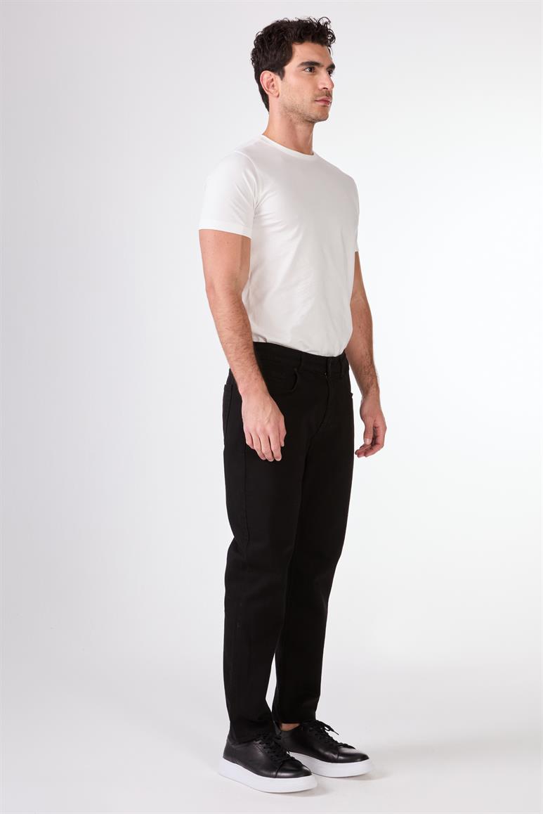 Siyah 5 Cep Düz Renk Slim Fit Erkek Pantolon