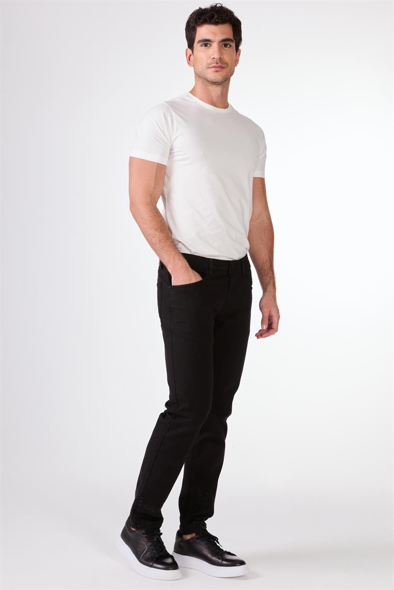 Siyah 5 Cep Düz Renk Slim Fit Erkek Pantolon