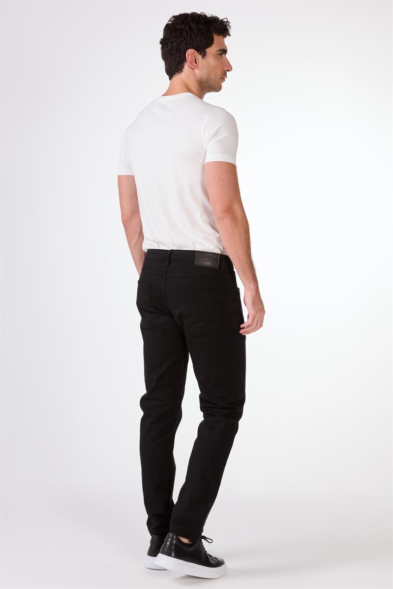 Siyah 5 Cep Düz Renk Slim Fit Erkek Pantolon