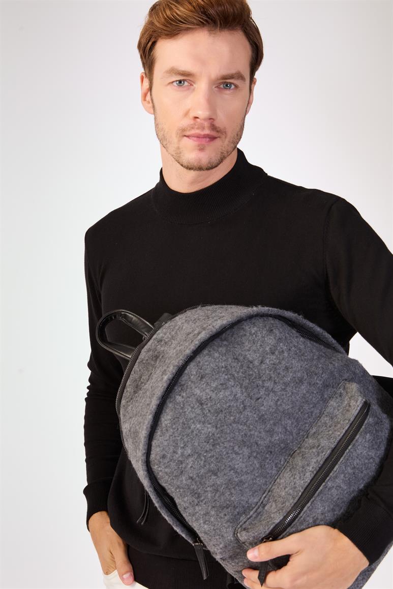 Siyah Yarım Balıkçı %100 Pamuk Düz Renk Slim Fit Erkek Triko