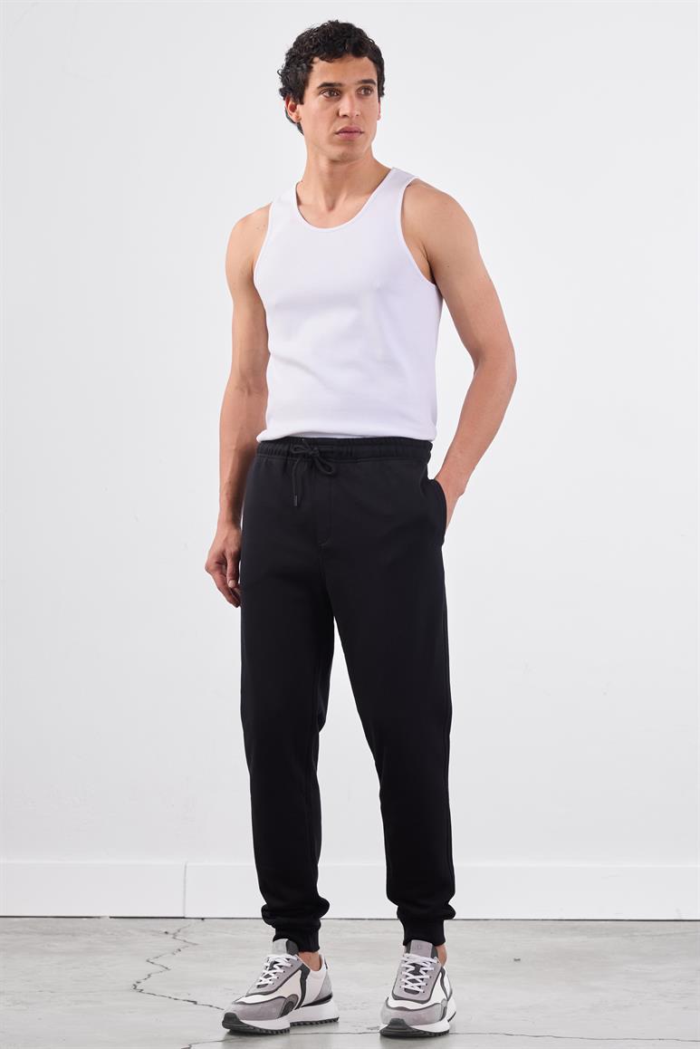 Erkek Regular Fit Siyah Eşofman Altı