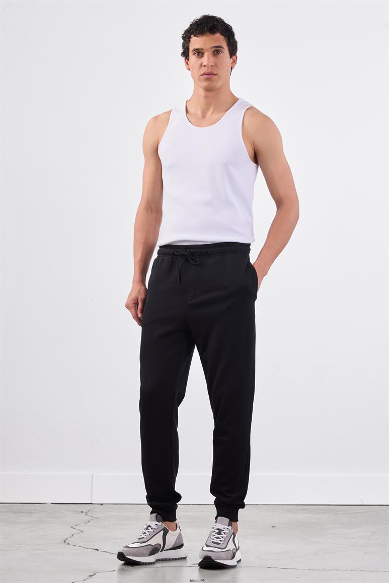 Erkek Regular Fit Siyah Eşofman Altı