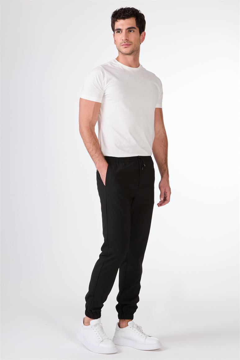 Siyah Erkek Regular Fit Düz Pantolon 