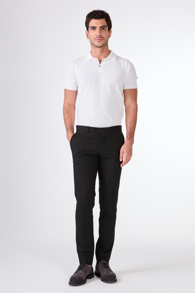 Siyah Erkek Slim Fit Düz Pantolon 
