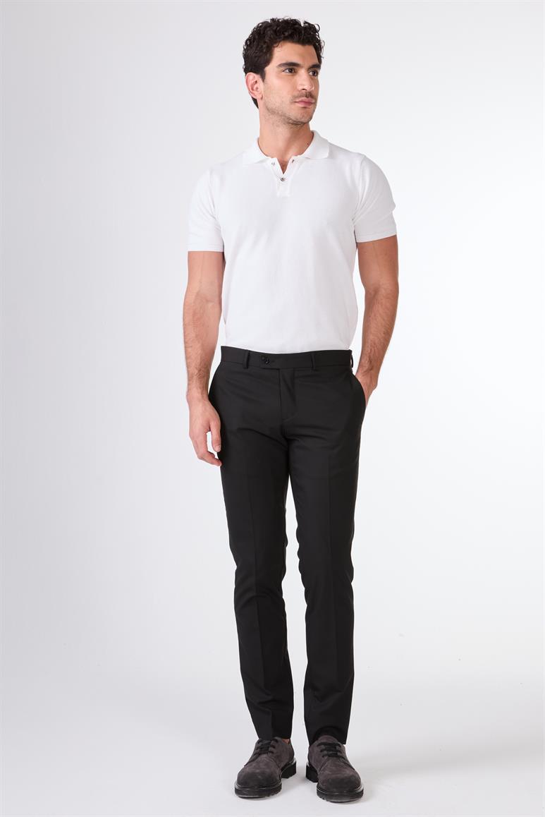 Siyah Erkek Slim Fit Düz Pantolon 