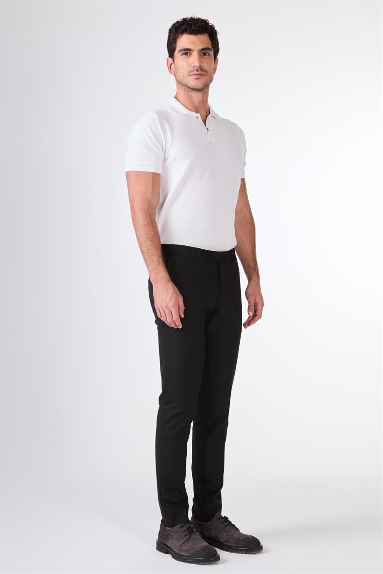 Siyah Erkek Slim Fit Düz Pantolon 