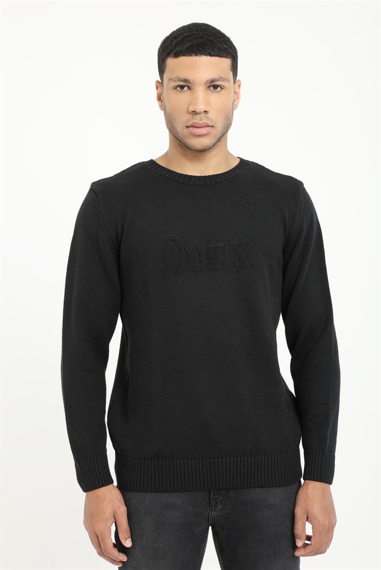 Siyah Bisiklet Yaka Slim Fit Erkek Triko