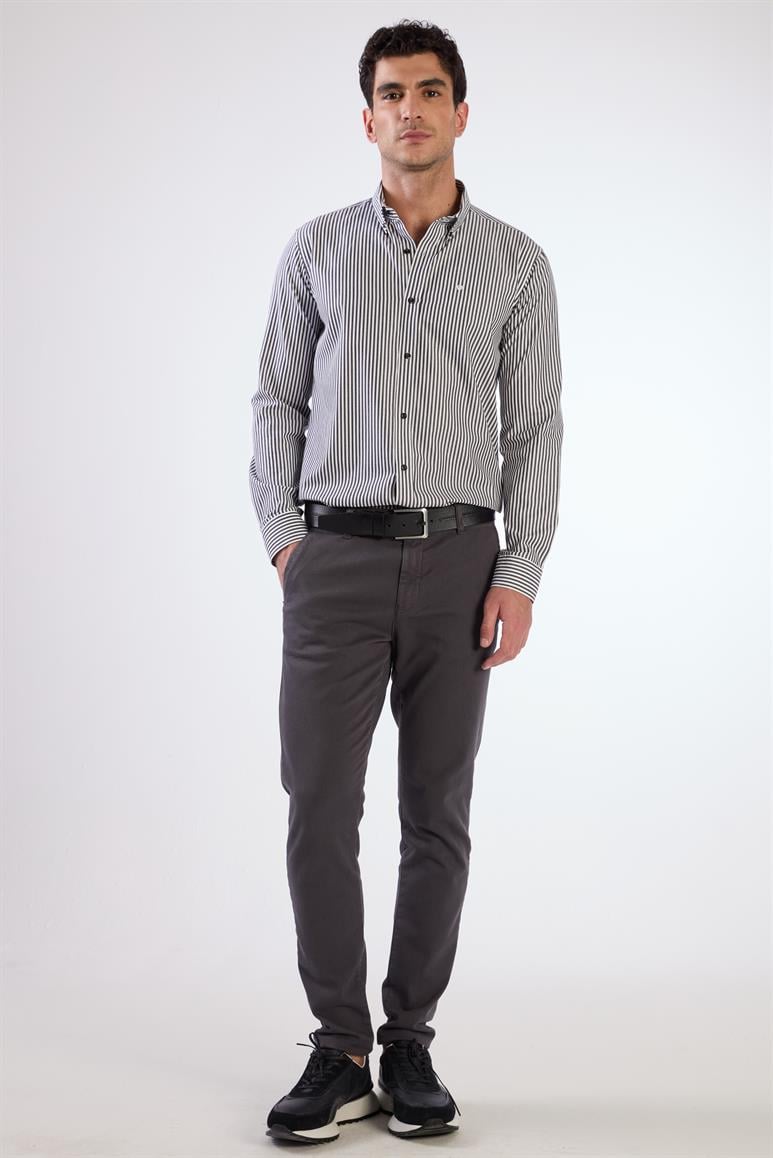 SİYAH   KARE DESEN ERKEK GÖMLEK - REGULAR FIT
