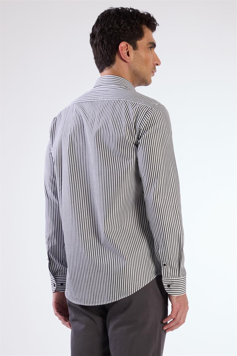 SİYAH   KARE DESEN ERKEK GÖMLEK - REGULAR FIT