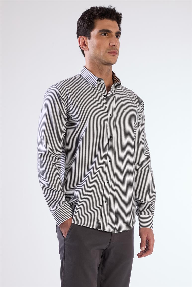 SİYAH   KARE DESEN ERKEK GÖMLEK - REGULAR FIT