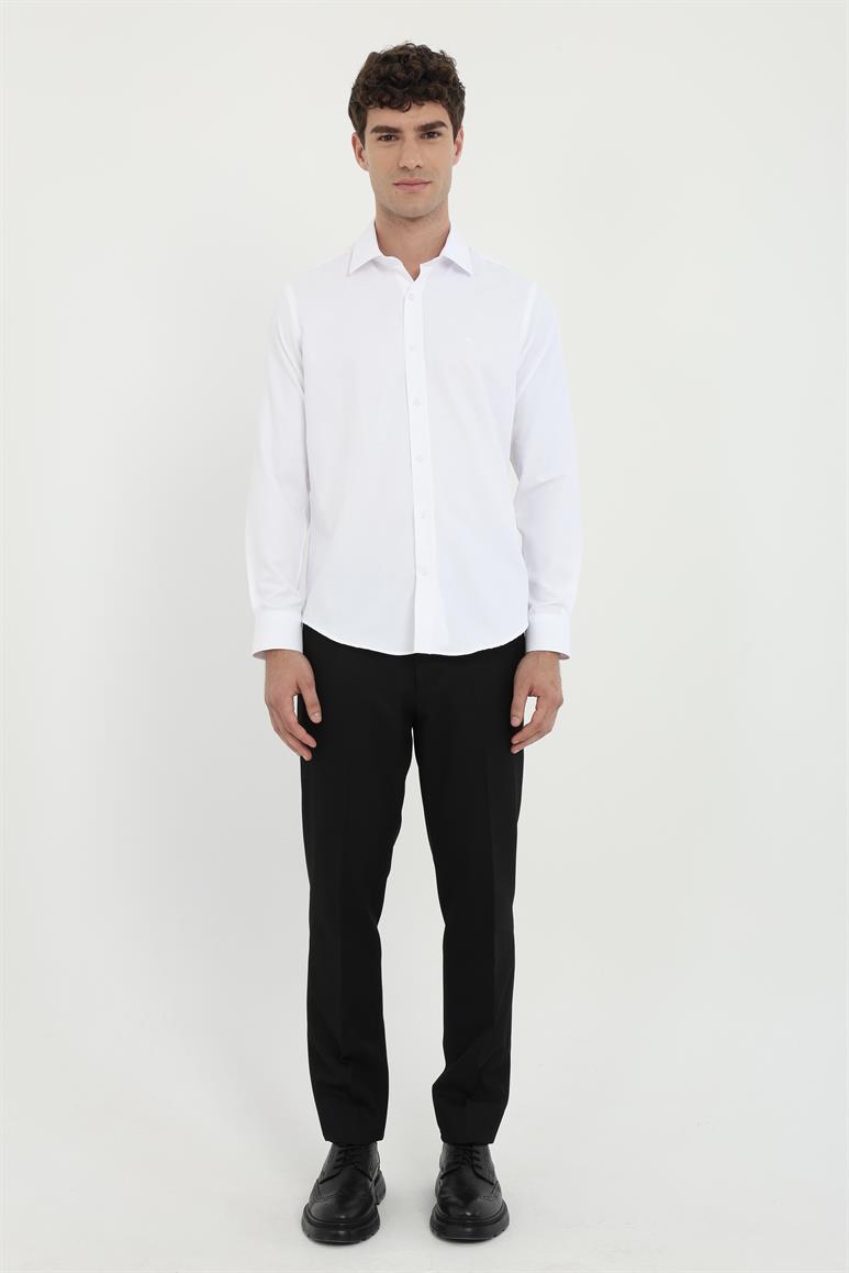Beyaz Klasik Yaka Slim Fit Gömlek 