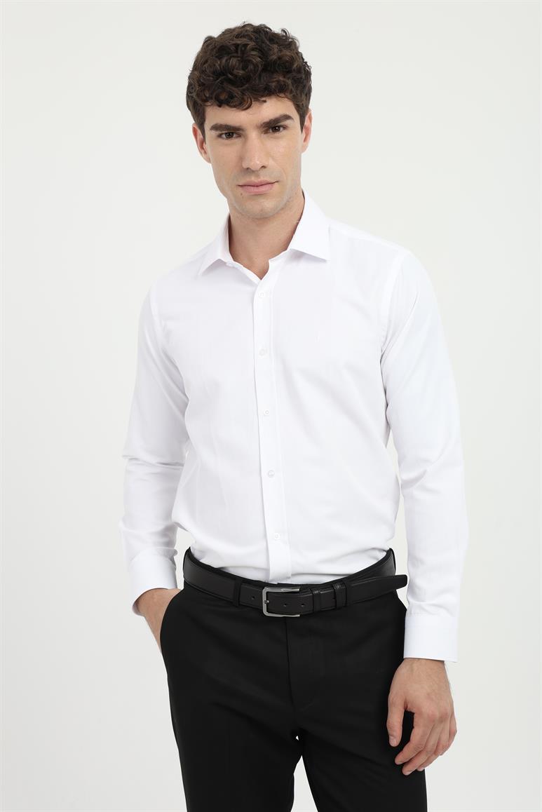 Beyaz Klasik Yaka Slim Fit Gömlek 