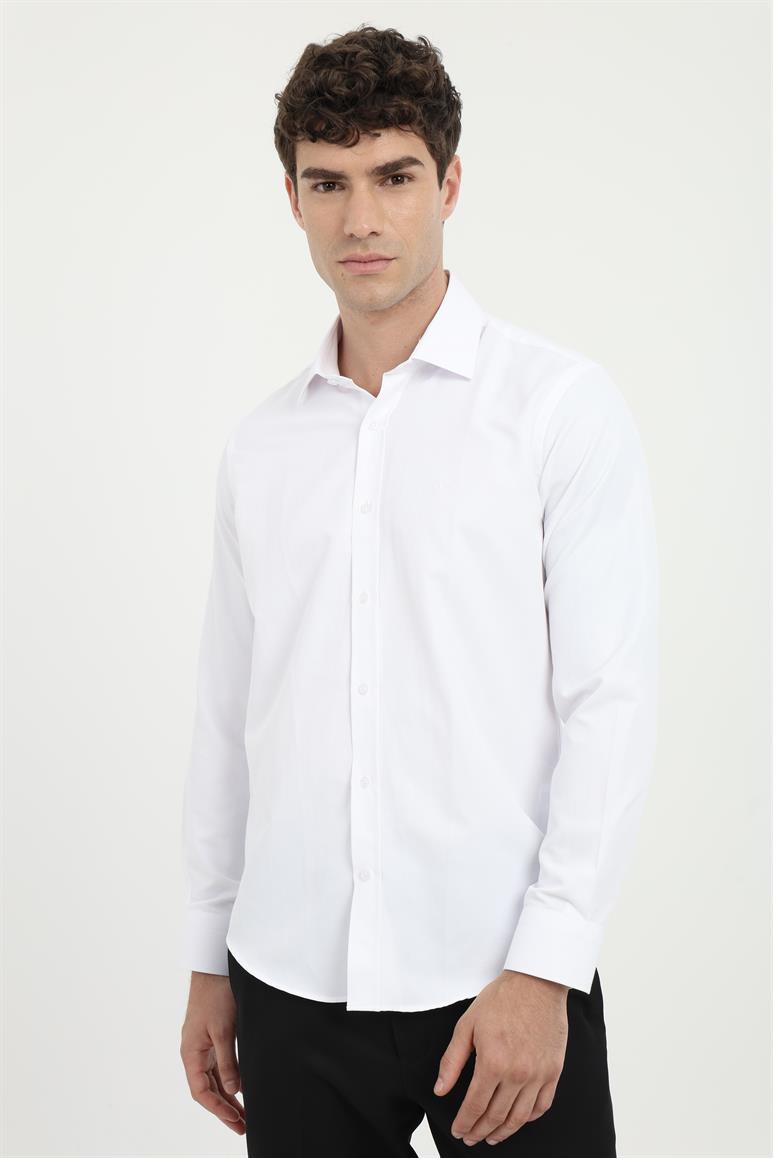 Beyaz Klasik Yaka Slim Fit Gömlek 