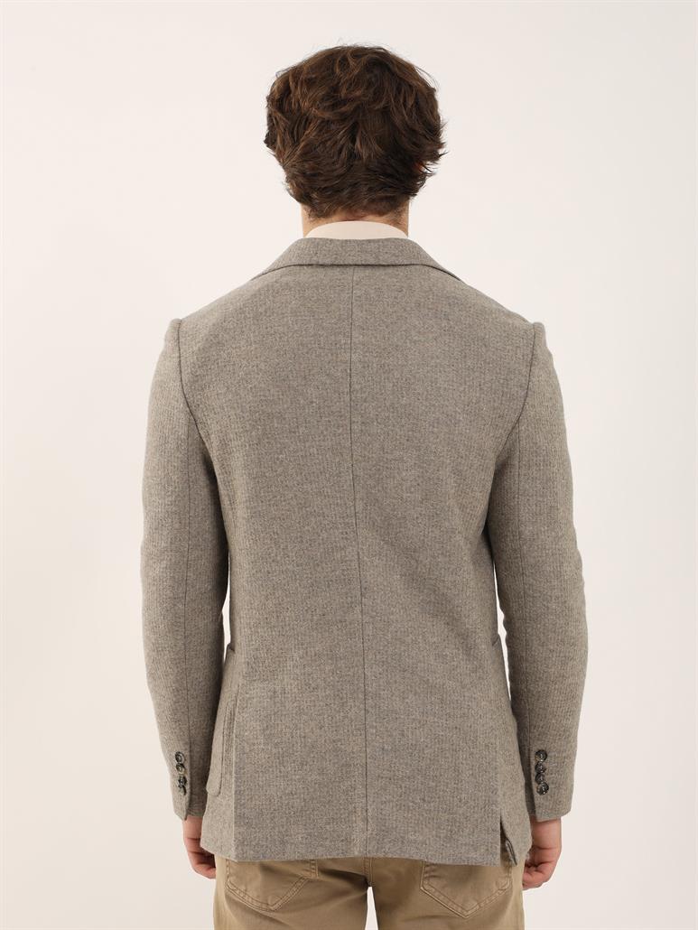 Vizon Erkek Slim Fit Düz Casual Mono Yaka Ceket 