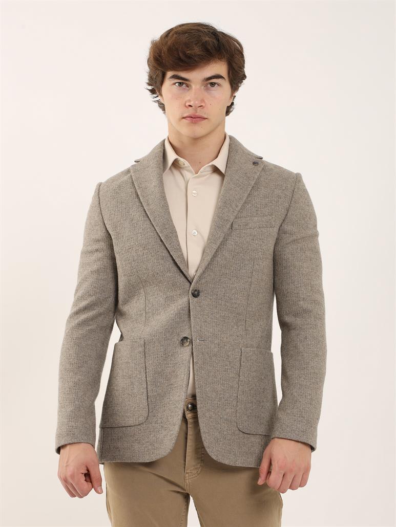 Vizon Erkek Slim Fit Düz Casual Mono Yaka Ceket 