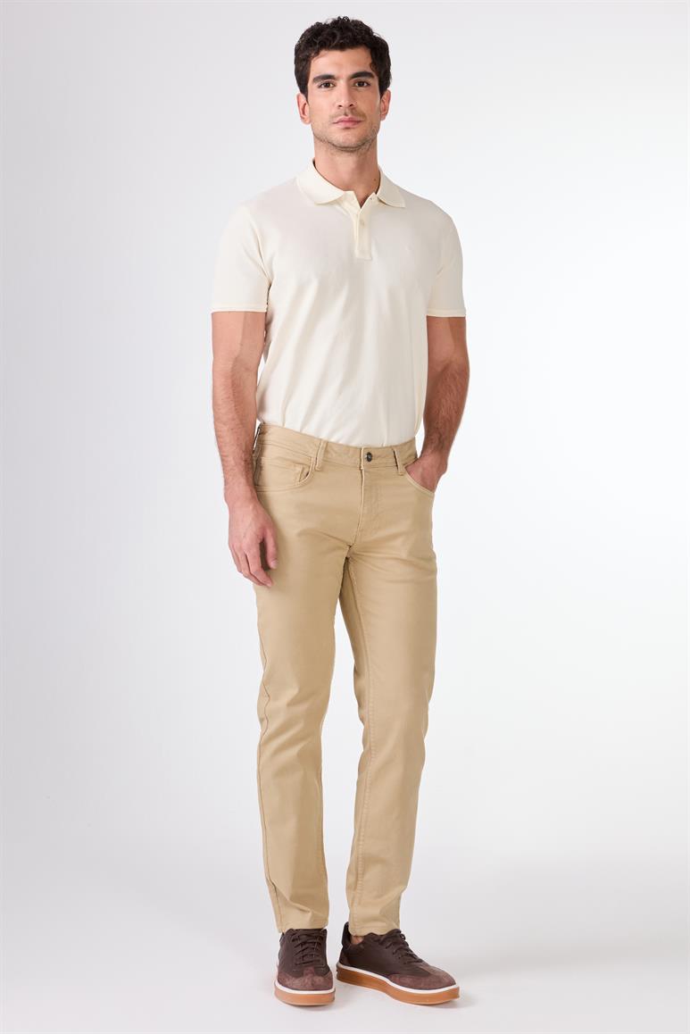 Vizon 5 Cep Düz Renk Slim Fit Erkek Pantolon