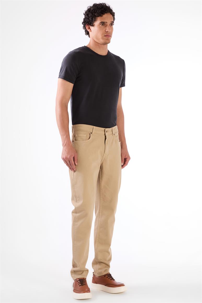Vizon 5 Cep Düz Renk Slim Fit Erkek Pantolon