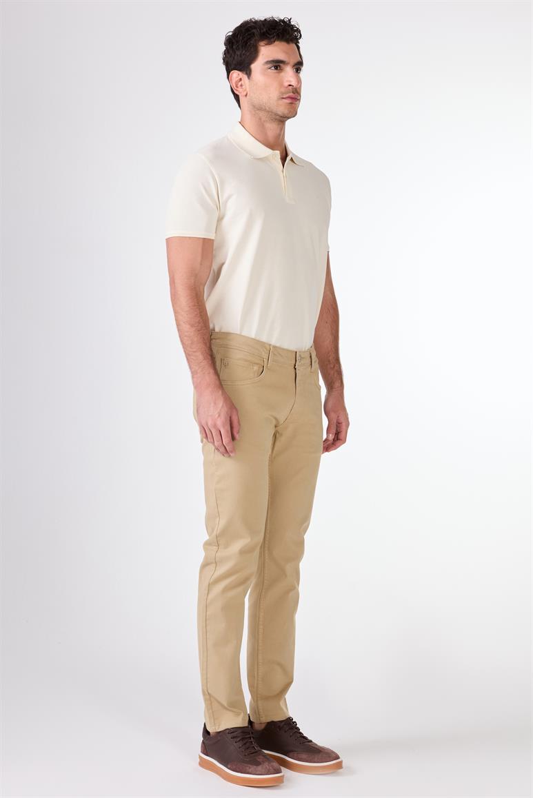 Vizon 5 Cep Düz Renk Slim Fit Erkek Pantolon