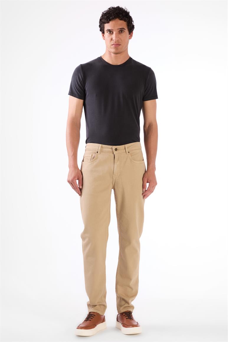 Vizon 5 Cep Düz Renk Slim Fit Erkek Pantolon