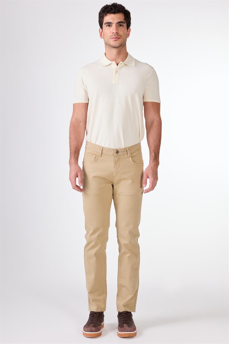Vizon 5 Cep Düz Renk Slim Fit Erkek Pantolon