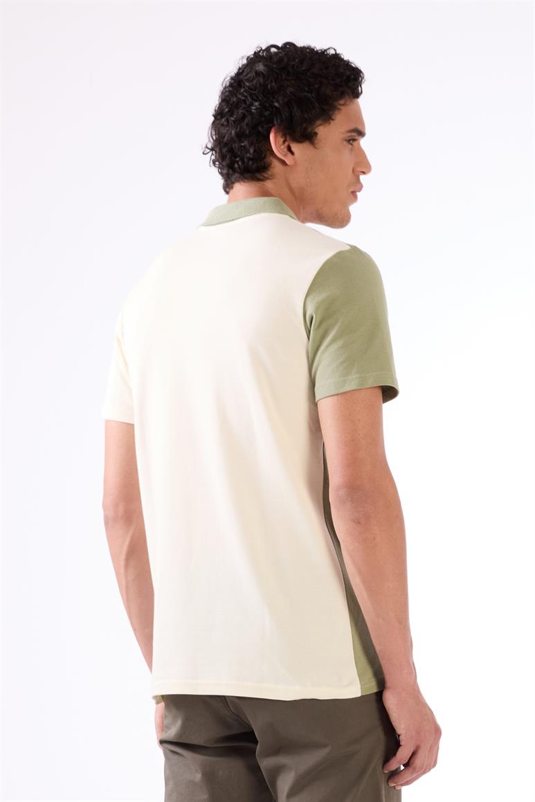 Yeşil Erkek Slim Fit Desenli Polo Yaka T-shirt 