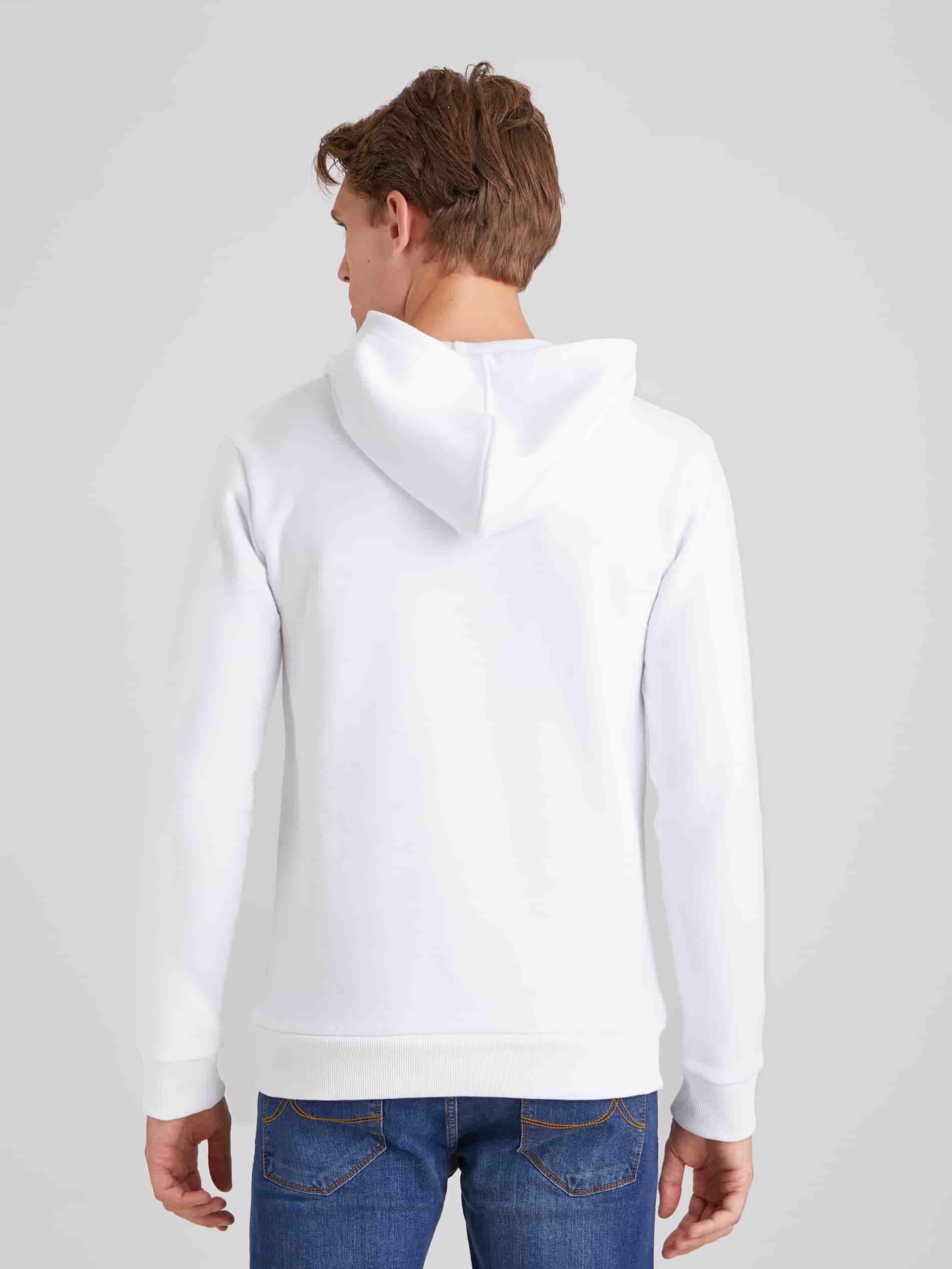 Dufy Beyaz Erkek Regular Fit Düz Pamuklu Kapüşonlu Sweatshirt - 67320 - DUFY