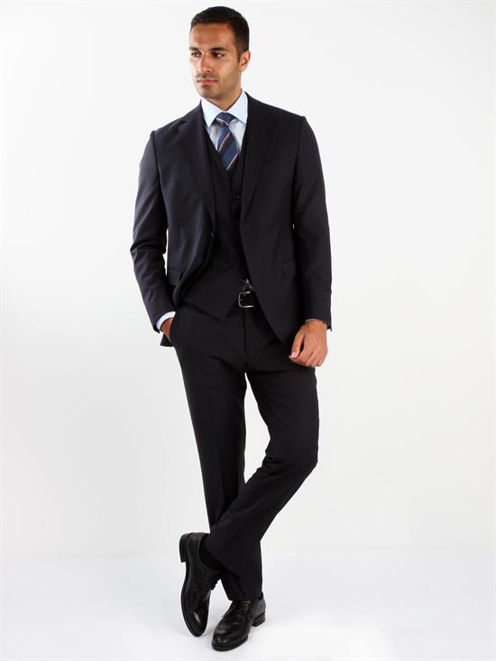 Dufy Lacivert Erkek Regular Fit Düz Mono Yaka Takım Elbise - 36658 - DUFY
