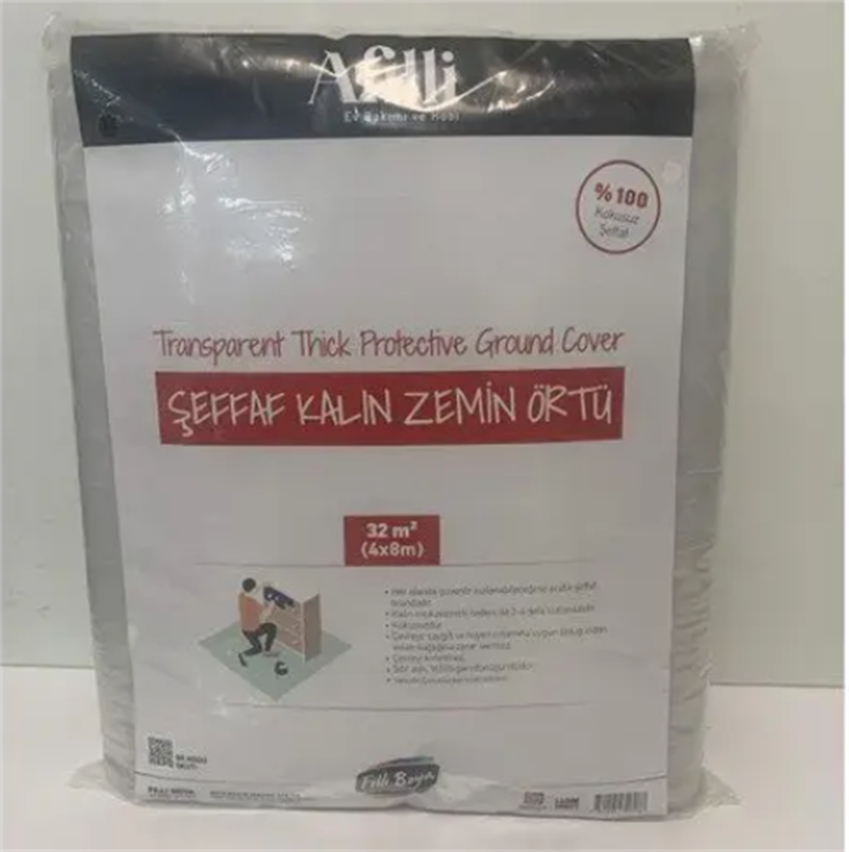 AFİLLİ ŞEFFAF KALIN ZEMİN ÖRTÜ 32M2
