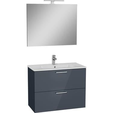 MIA LAV.DOLABI SETİ,80 CM,LEDLİ AYNA,2 ÇEK. -PARLAK ANTRASİT