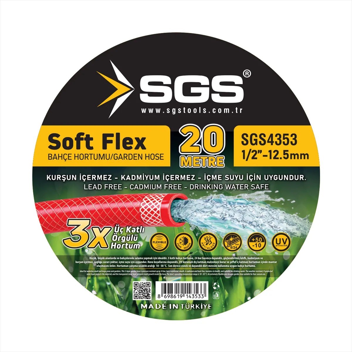 SGS 1/2 SOFTFLEX ÖRGÜLÜ HORTUM 20 MT