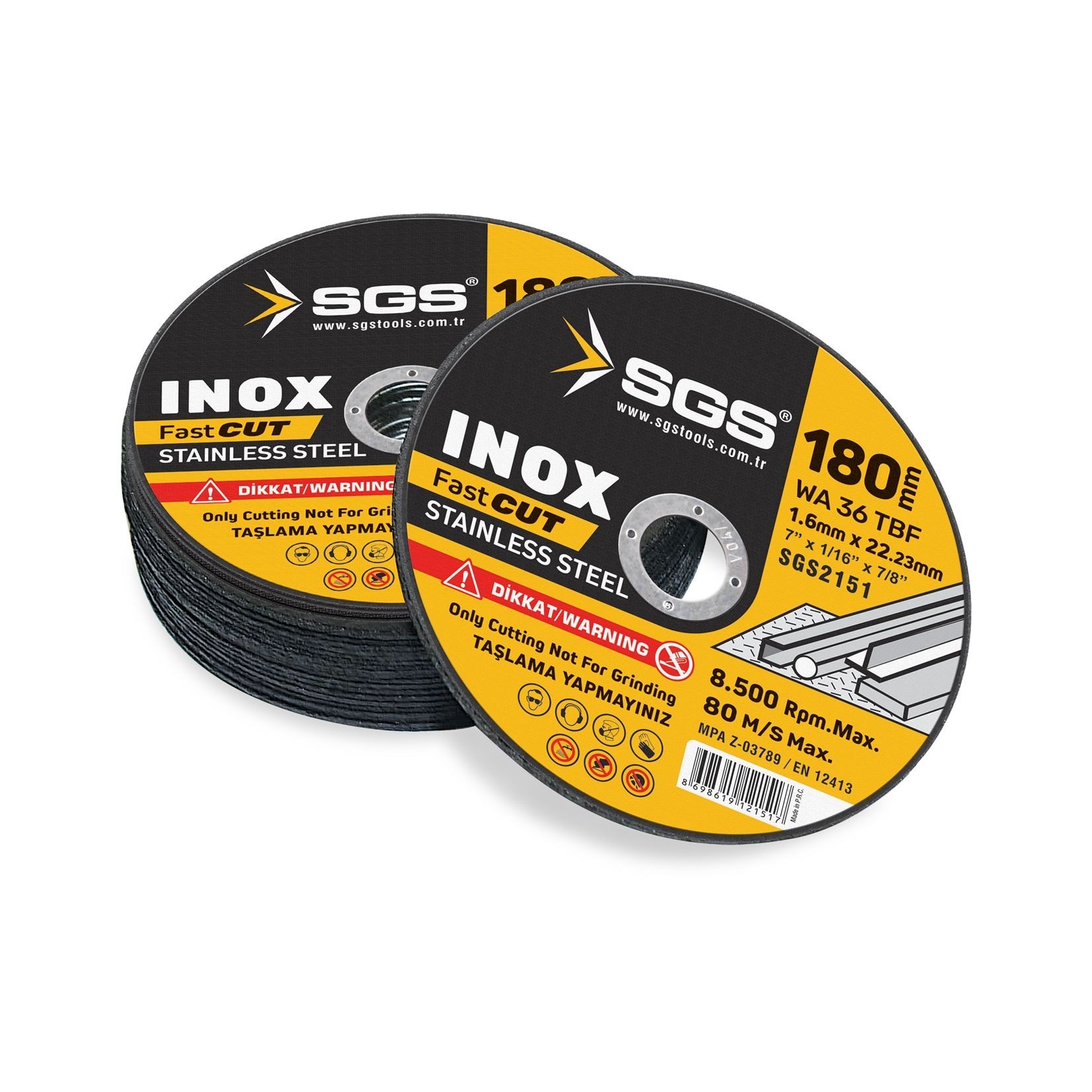 SGS INOX METAL KESİCİ 180X1,6X22