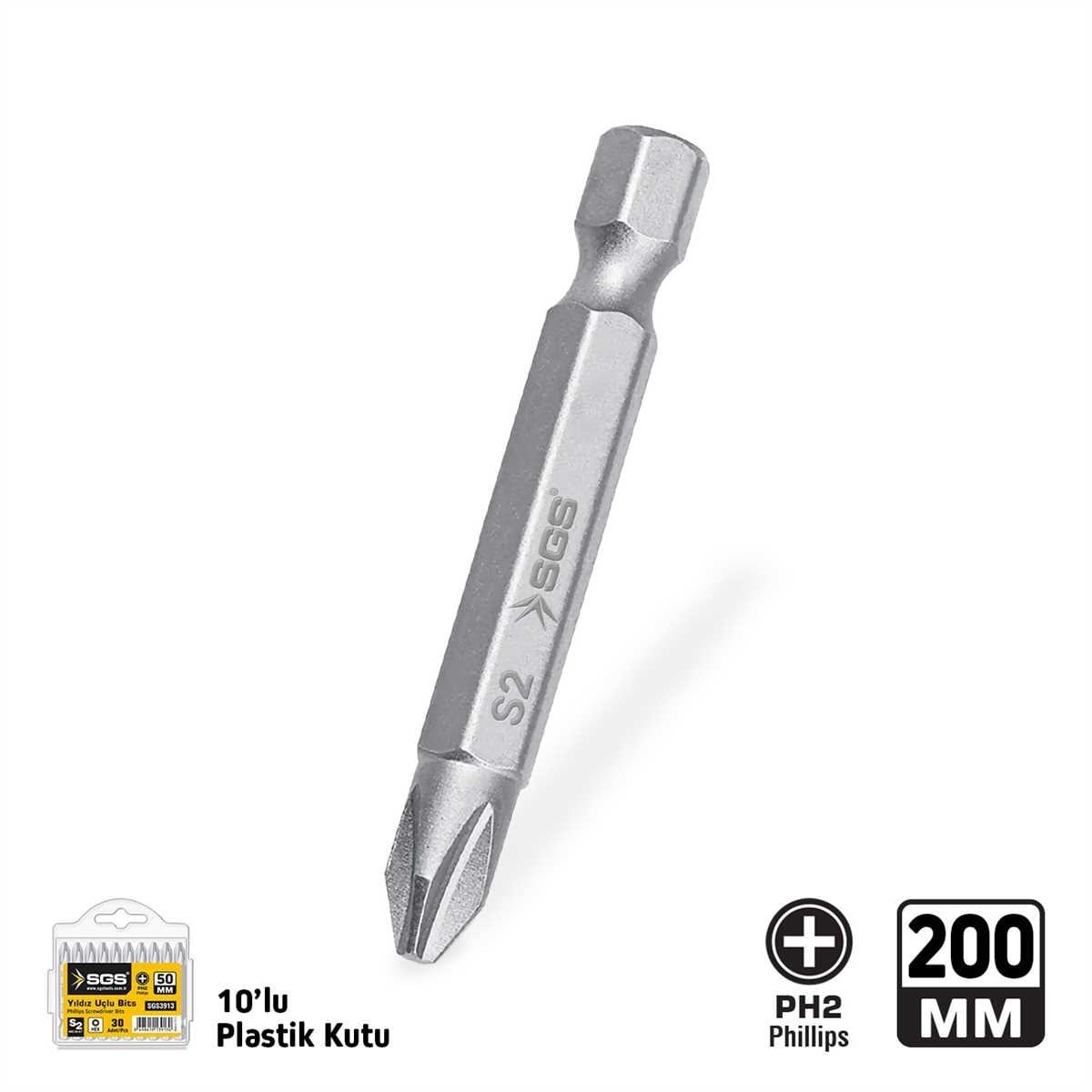 SGS YILDIZLI BİTS UÇ S2 PH2 200MM