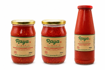 Organik Doğranmış Domates 345 g Rendelenmiş Domates 345 g Domates Püresi 695 g Set