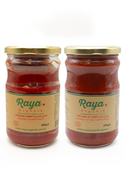Organik Domates Salçası 650 g ve Organik Acı Biber Salçası 610 g