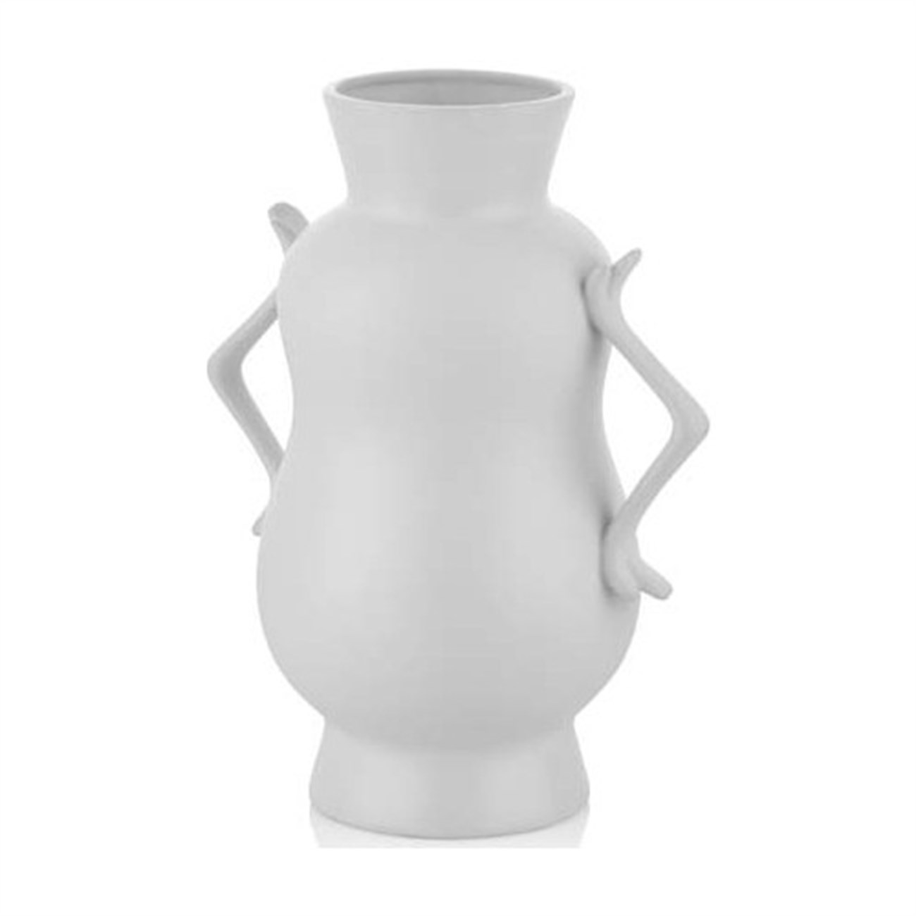 Bulb 2 Katlı Kulplu Beyaz Vazo 22,8X15X29 Cm