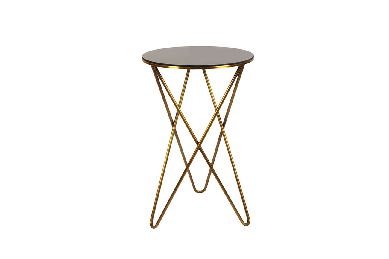 Yıldız Yan Sehpa Cam Parlak Altın Orta Boy