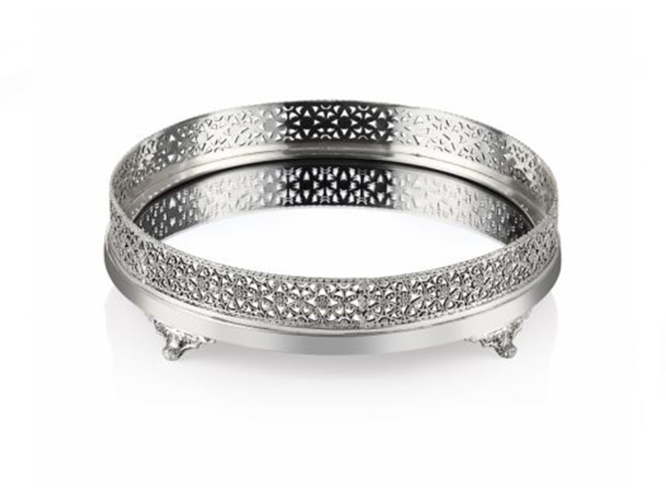 Ars 3003 Ab Antik Gümüş Aynalı Oval Tepsi