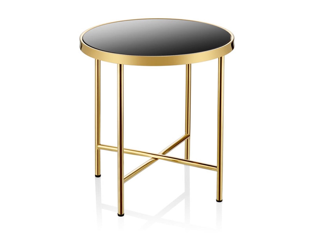 Gold Siyah Aynalı Camlı Orta Sehpa Küçük 50x50 Cm