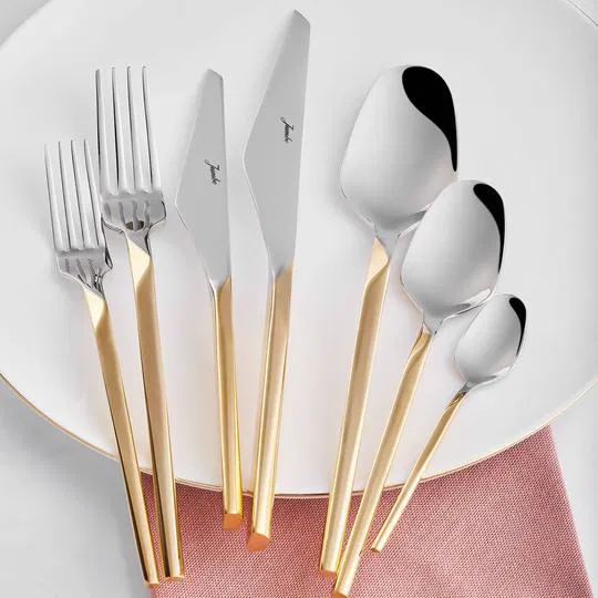 Jumbo 5100 Quartz Altın 84 Parça 12 Kişilik Çatal Kaşık Bıçak Seti