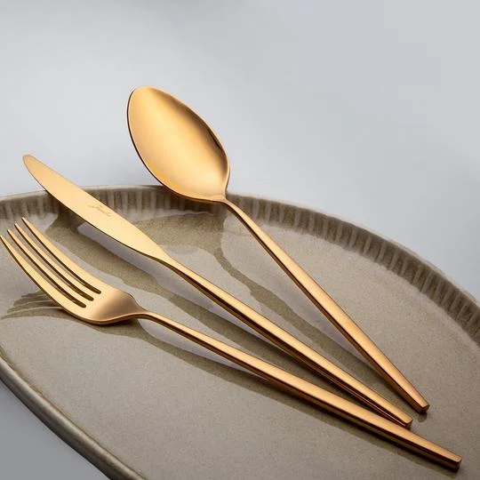 Jumbo 5900 Infinity Titanyum Bronz 84 Parça 12 Kişilik Çatal Kaşık Bıçak Seti