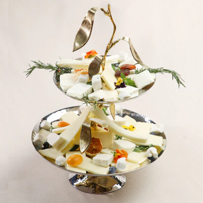 LEAF 2 KATLI SERVİSLİK 27X43 CM, SILVER