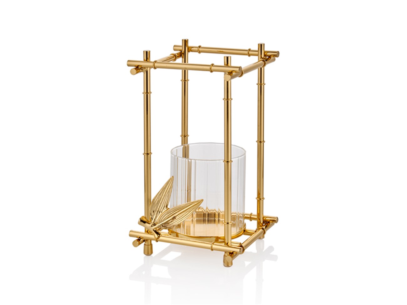 Nova Camlı Kare Büyük Gold Mumluk