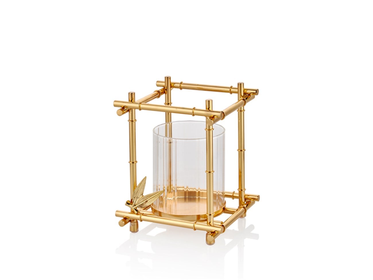 Nova Camlı Kare Küçük Gold Mumluk