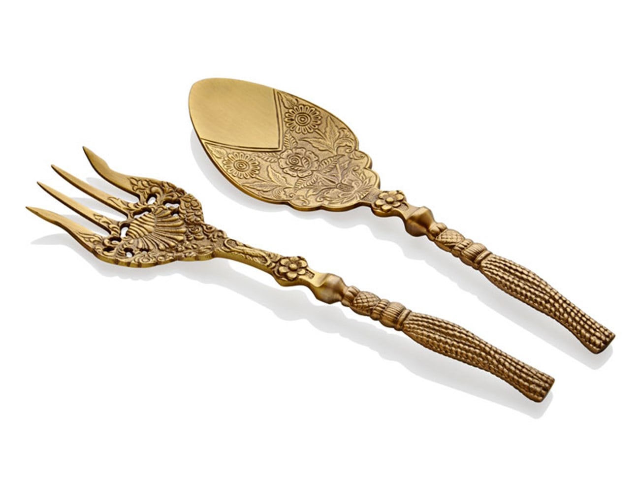 Pirinç İslemeli Çatal + Spatula Servis Seti