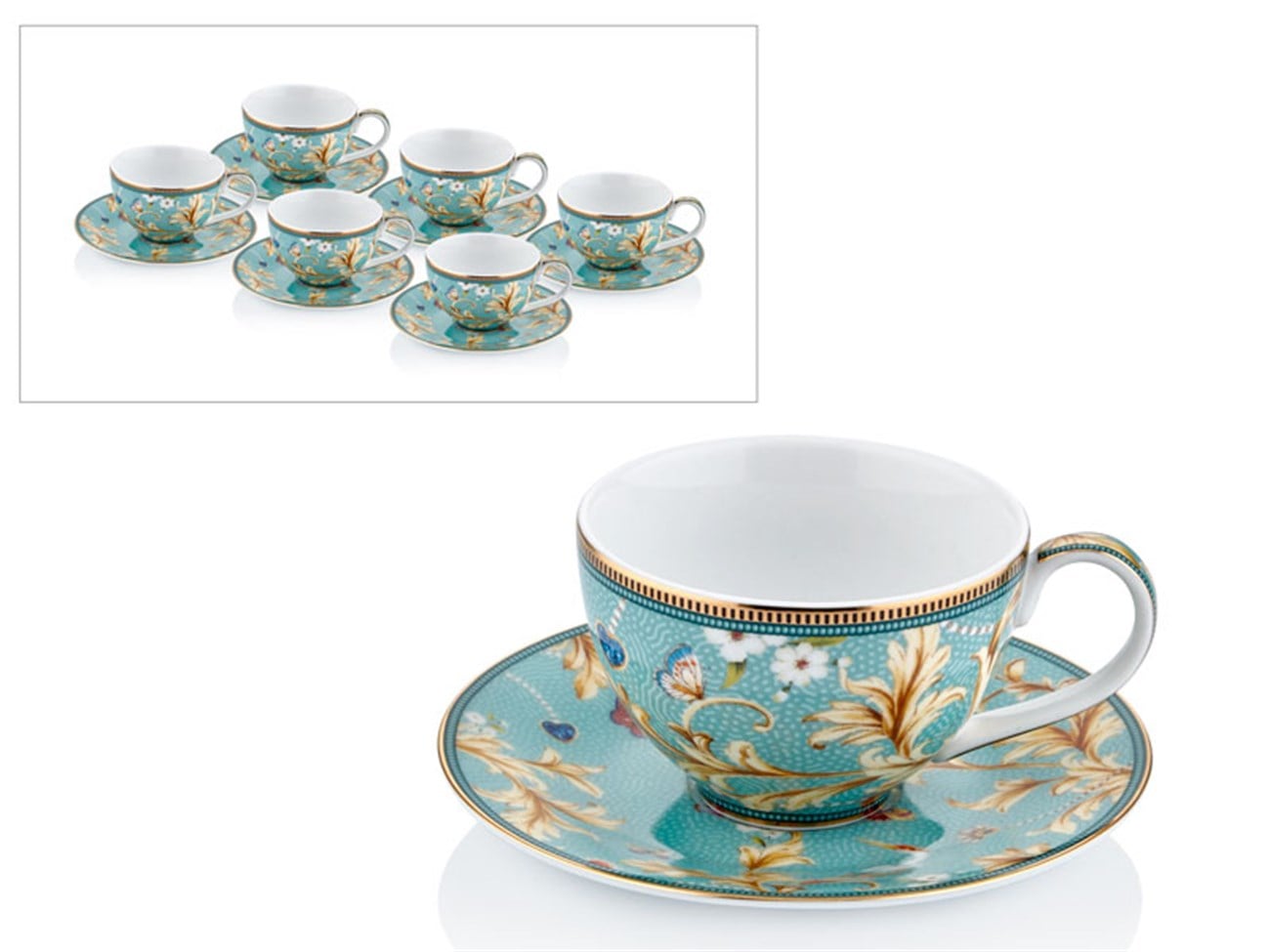 Secret Garden Blue 6 lı Kahve Fincan Seti