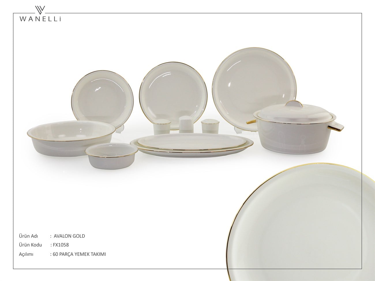 Wanelli Avalon Gold  60 Prç. Yemek Tk.(FX1058)